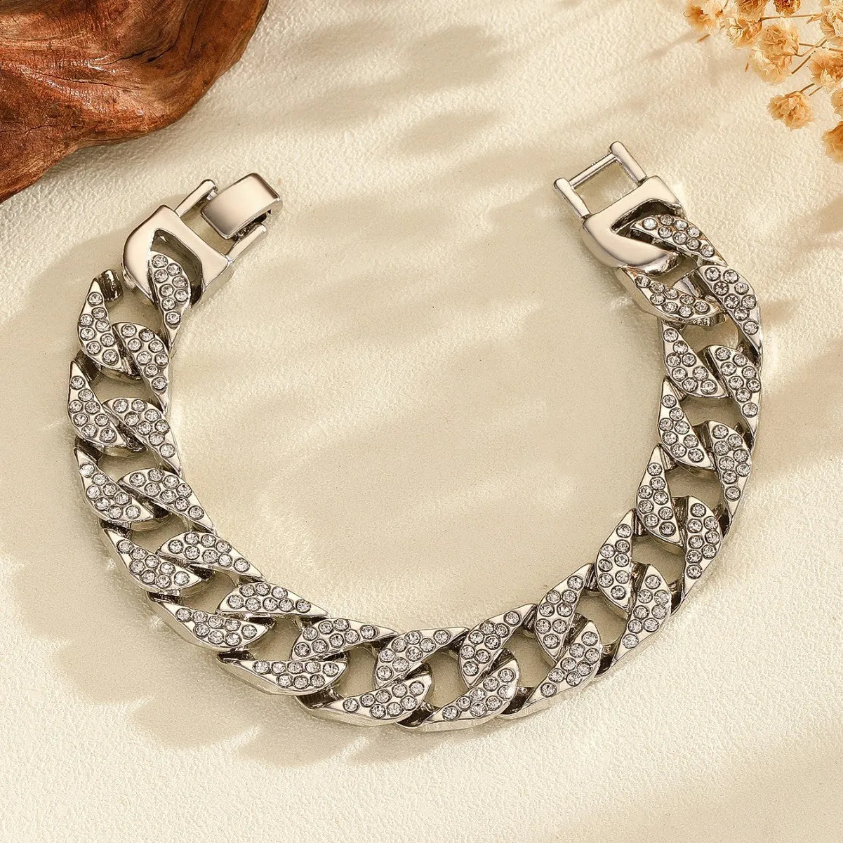 Heavy metal rap Haoshi full diamond bracelet in gold finish
