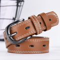 Thin imitation leather belt with hollow-out square buckle in five colours, 105cm length