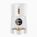 Black intelligent pet feeder with digital display and food container for automatic timed feeding