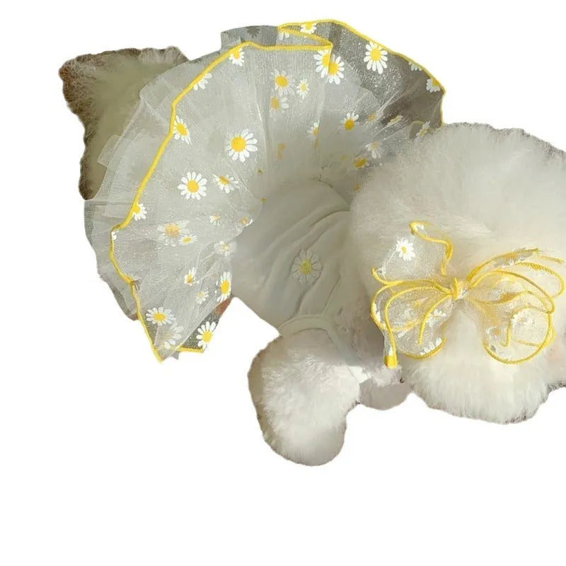 Yellow daisy print dog summer clothes thin polyester outfit for dogs