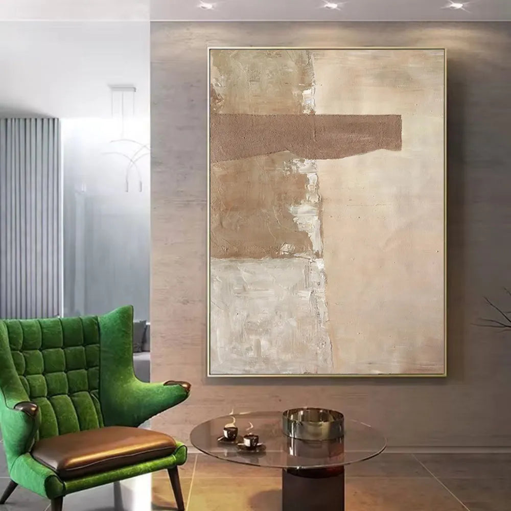 Large abstract hand-painted oil painting brown texture medieval style canvas wall art for living room