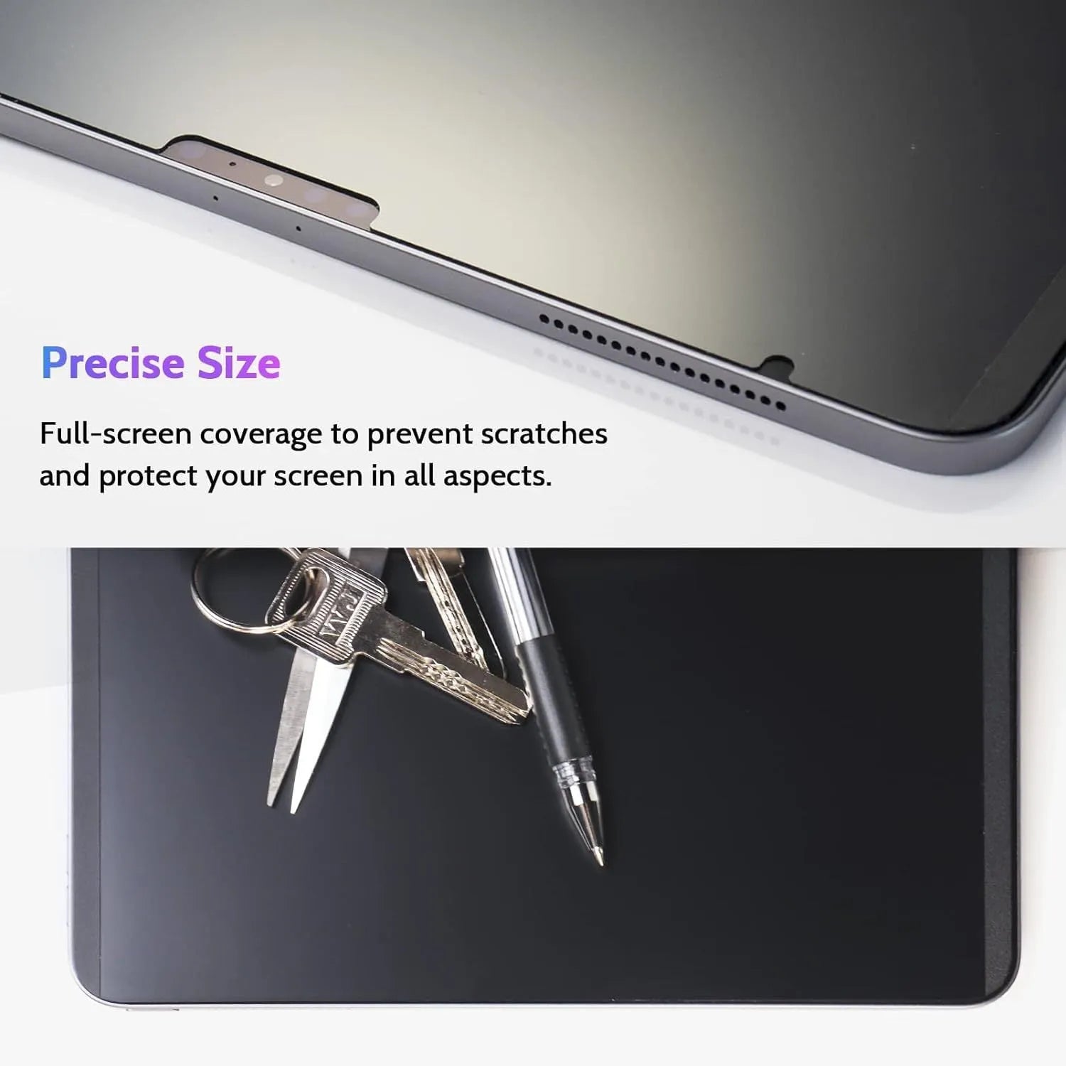 Magnetic iPad privacy screen protector with paper-like texture and magnetic storage clip for multiple iPad models