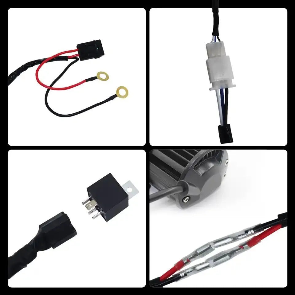 One drag two LED work light wiring harness with 2 metre silicone cable for automobile roof spotlight modification