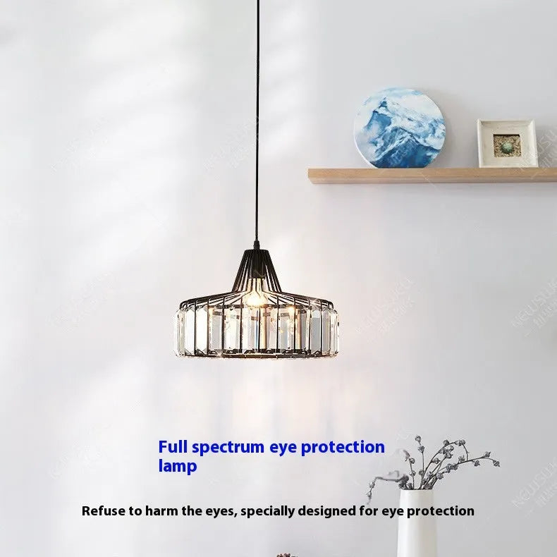 Modern crystal LED ceiling lamp in black or gold finish with three light settings