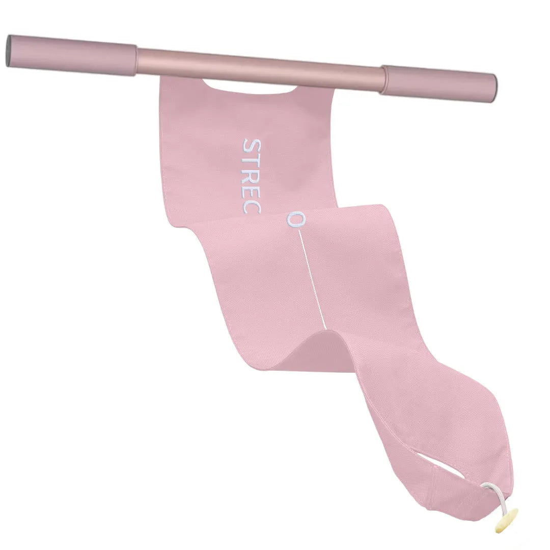 Grey or pink yoga stretching tool for shoulder back hip flexibility exercises