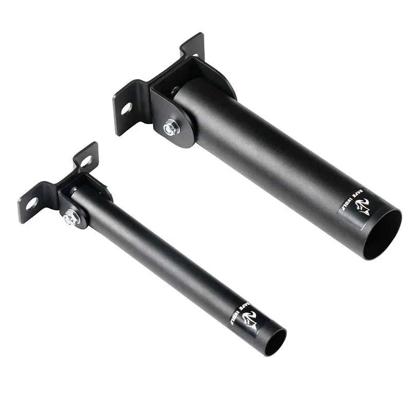 Steel wall-mounted rack with 25 tubes for storing barbell rods or gun barrels.