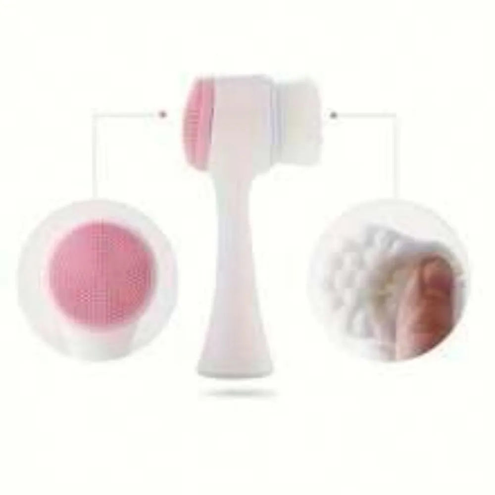 Blue nylon pet paw brush grooming tool for dogs and cats on white background