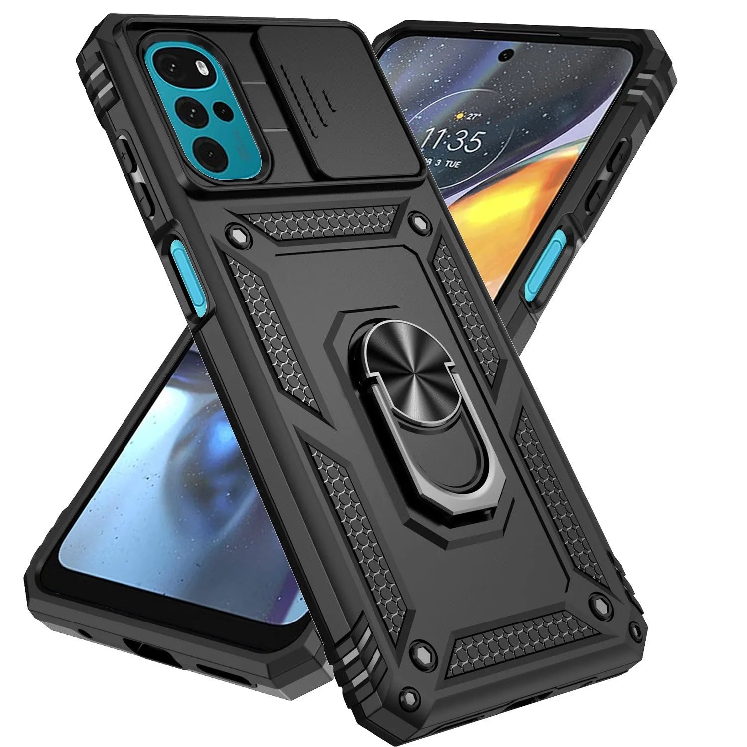 Drop-resistant phone case for Redmi Note 13 Pro with bracket and magnetic suction, black colour
