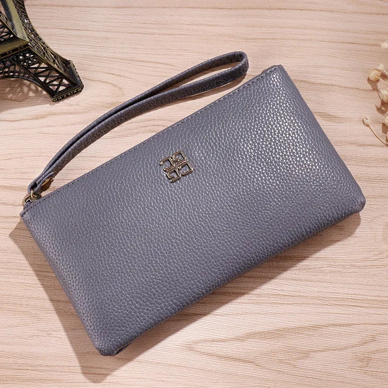 Long European style PU leather phone wallet handbag with zipper closure in multiple colour options