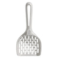 Grey plastic cat litter scoop with integrated base tray for waste containment during cleaning