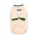 British style wool pet sweater with contrasting colours on two legs, shown in Crown Blue colour option