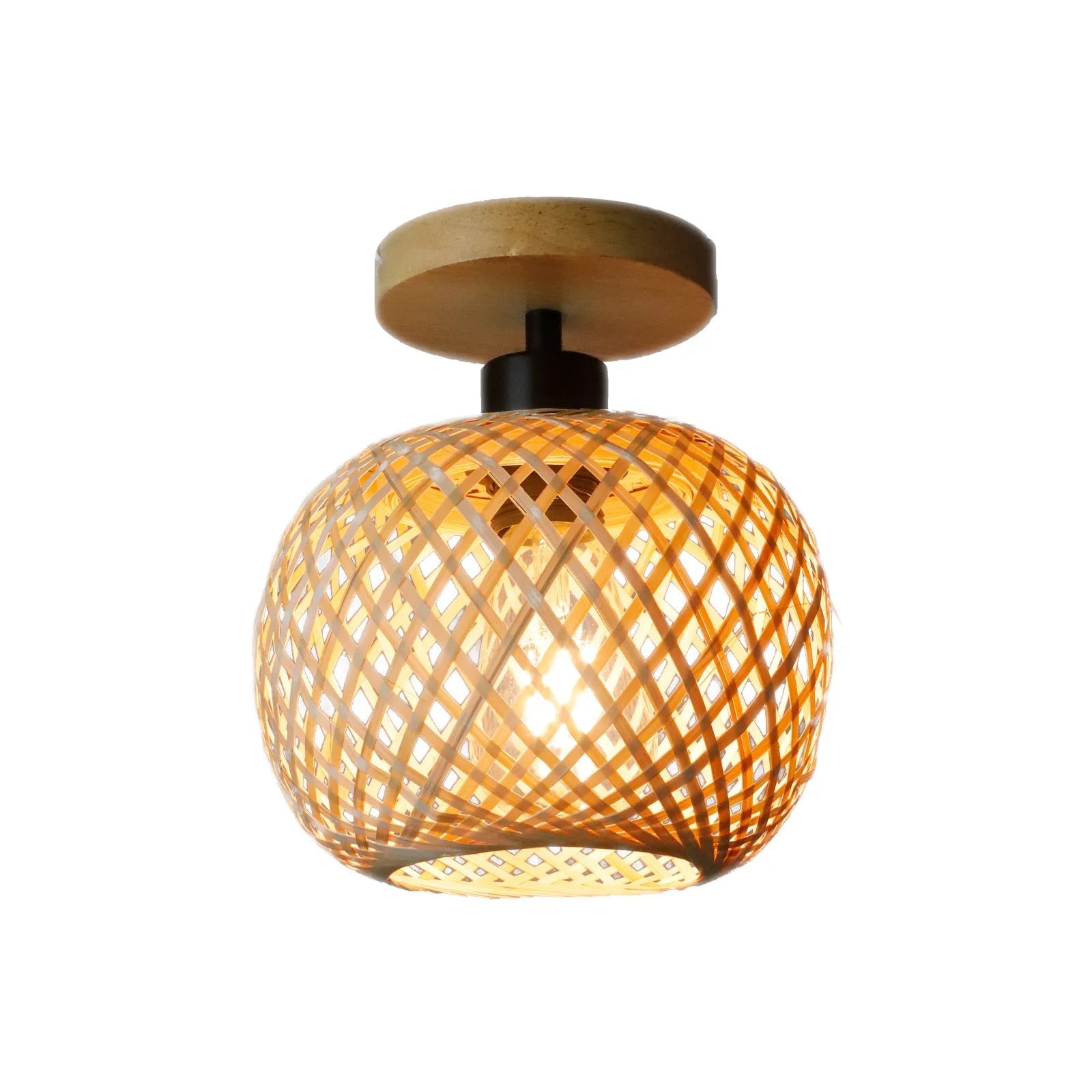 Japanese-style bamboo ceiling lamp with wood colour finish for corridor and entrance lighting