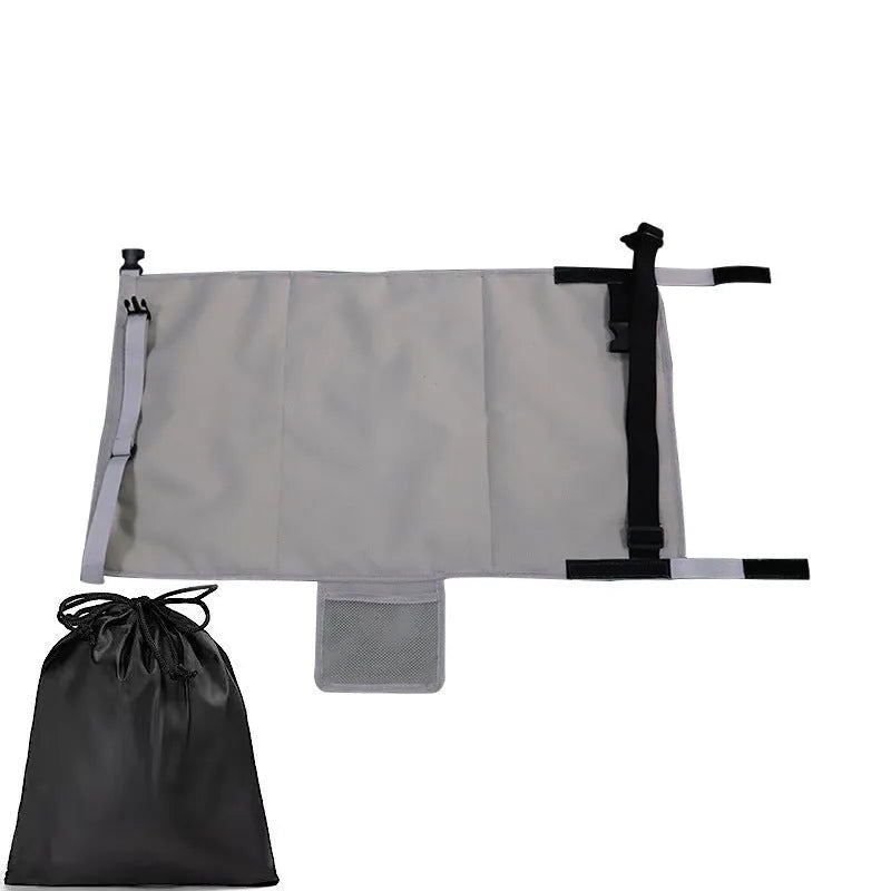 Portable children's aircraft pedal seat extender with drawstring storage pocket in blue colour