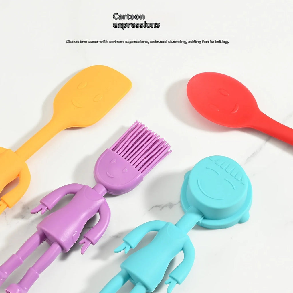 Children's baking silicone tools five-piece set with irregular shapes in box packaging