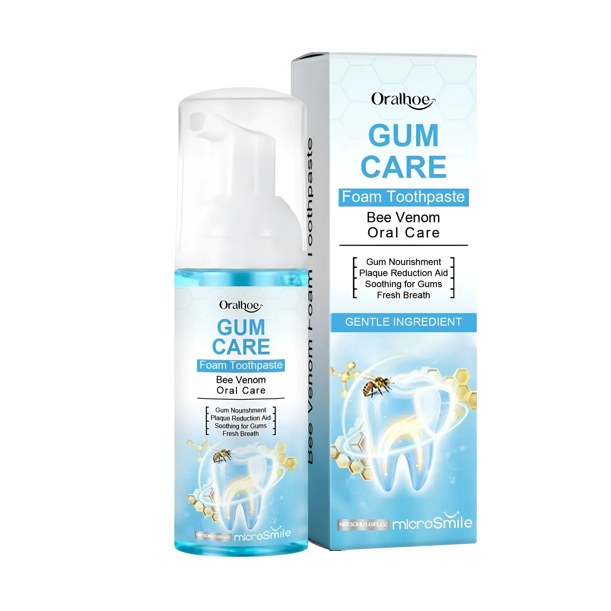 Mu Si dental cleaning foam 50ml bottle for oral care with bee venom formula