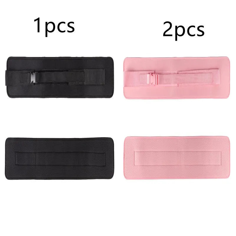 Black and pink hip bridge training belt for dumbbell and barbell exercises with lumbar support