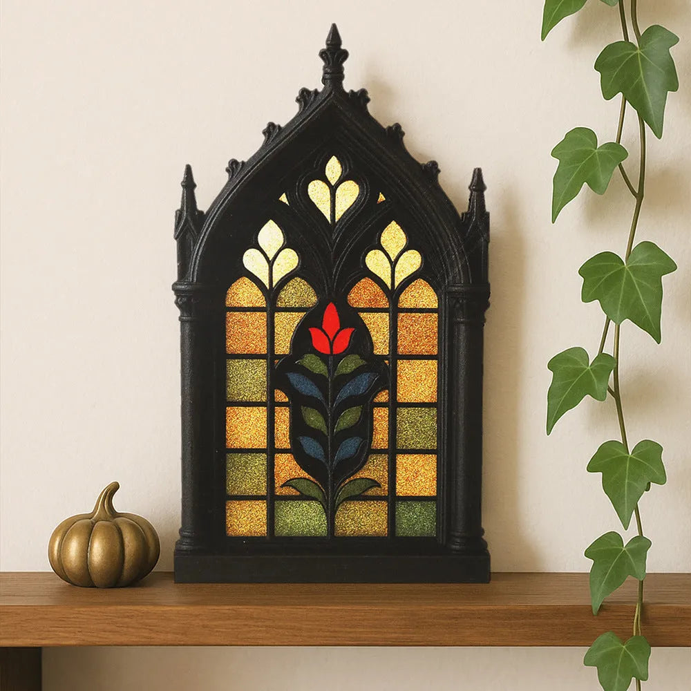 Black wooden Gothic style wall mounted storage rack with pendant shelf design