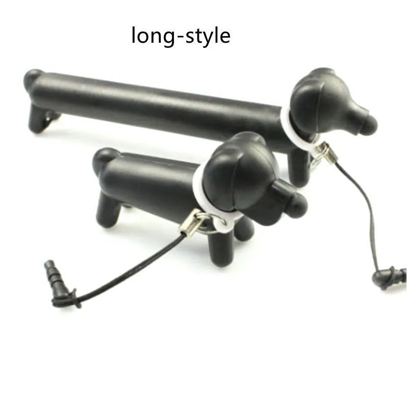 Black dog-shaped touch screen stylus pen with adjustable length and phone stand function