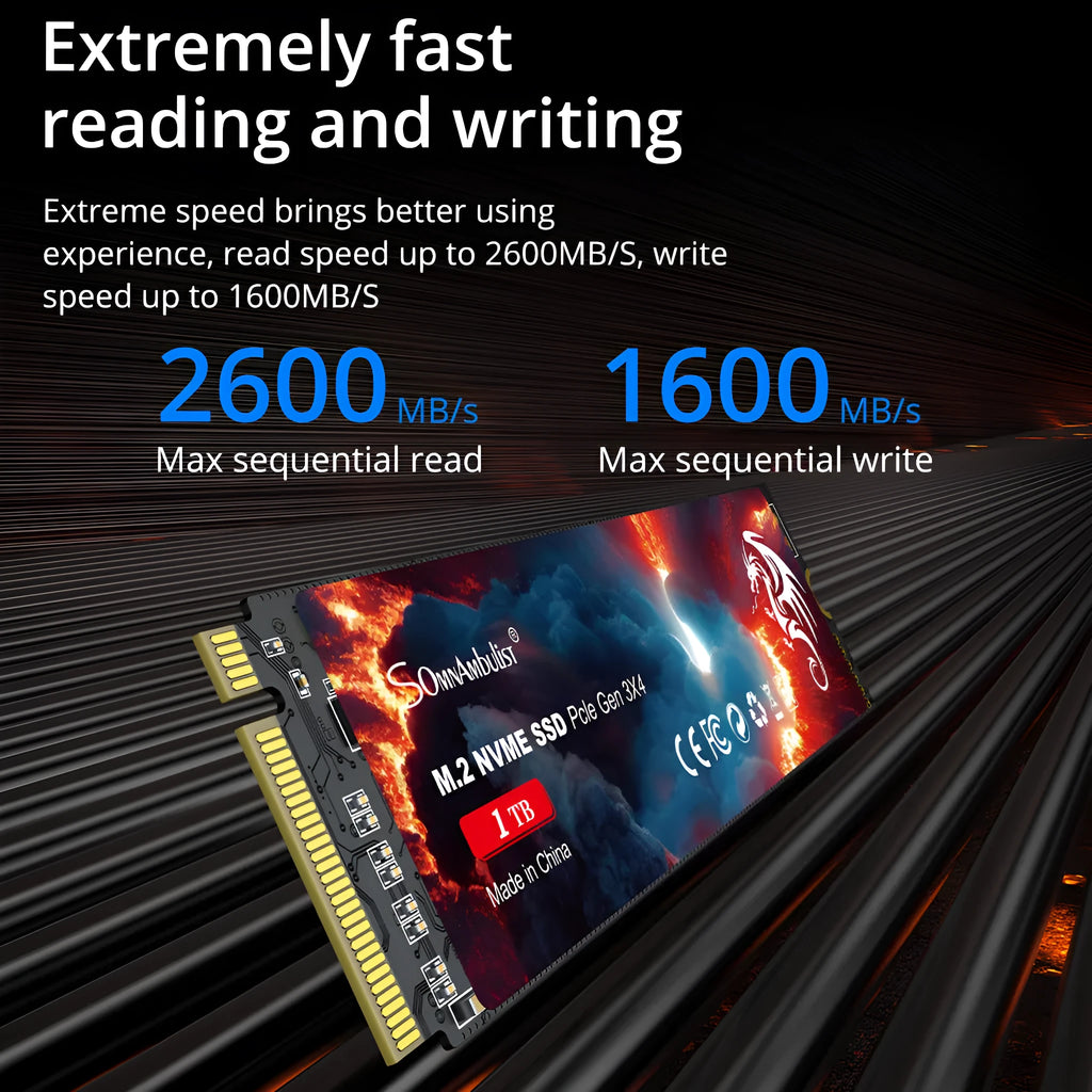 M.2 solid state drive for desktop computers showing 80x22x3.5mm dimensions and SATA 3.0 interface