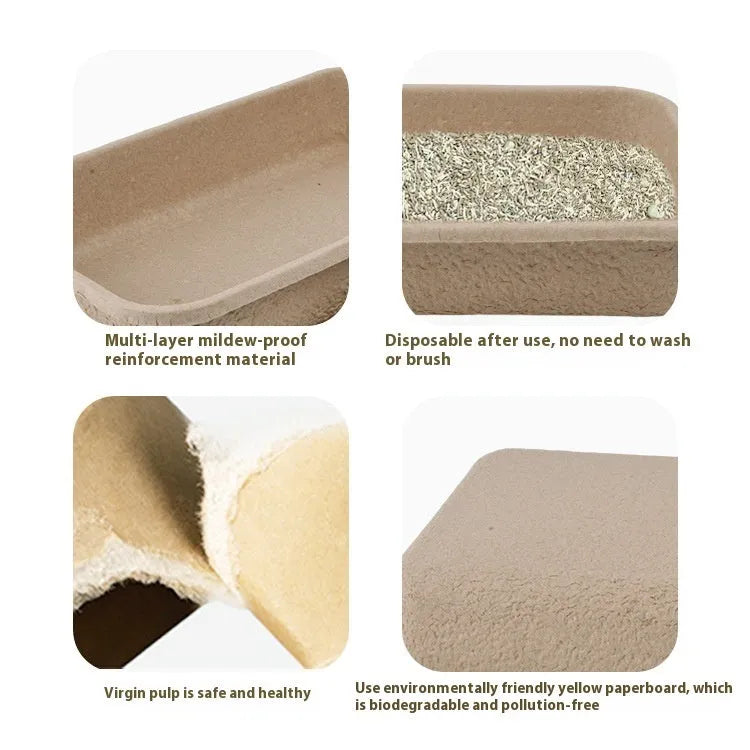 Brown disposable waterproof cat litter box with environmentally friendly degradable material