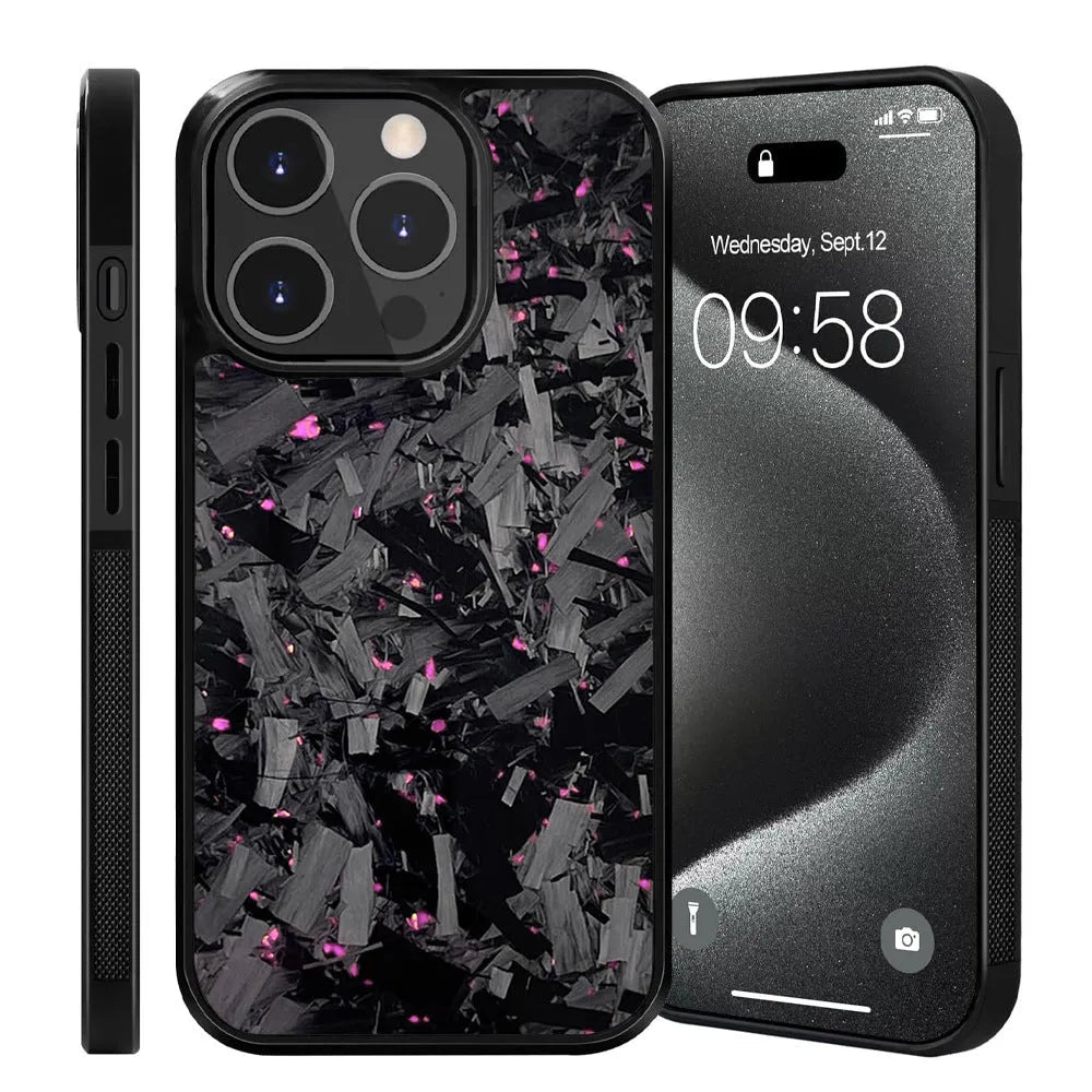 Carbon fiber phone case for iPhone 15 Pro Max 13 Pro in black, shockproof and anti-fall all-inclusive style