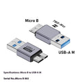 Micro B adapter cable for data transfer and charging between Type C, USB and Micro B devices