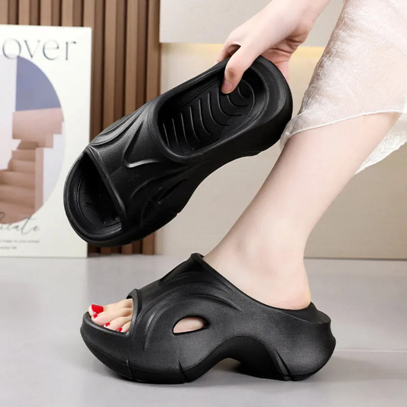 Women's thick-soled EVA summer slippers in white, black or rose red colours
