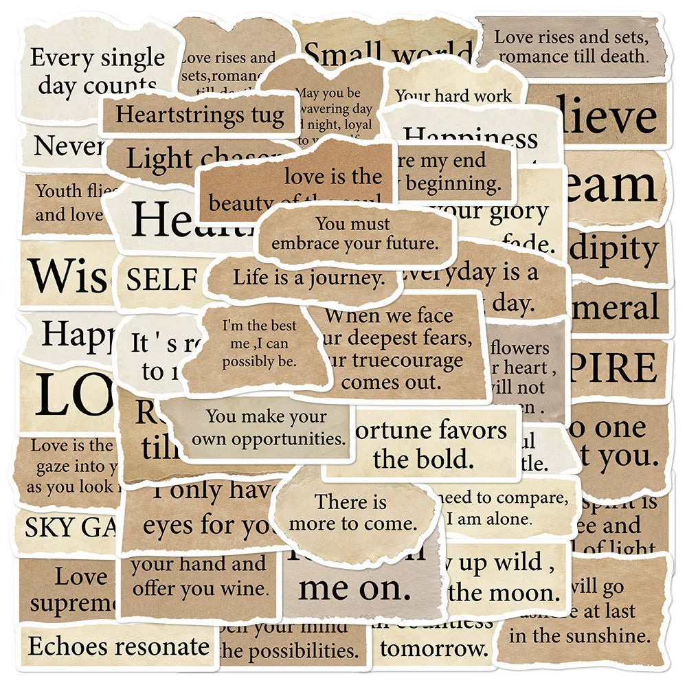 25 torn English letter design waterproof PVC stickers for laptops and notebooks