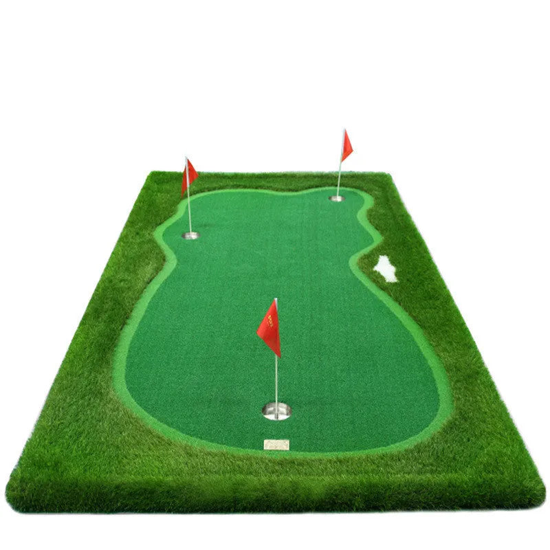 Indoor golf putting green mat measuring 1.5m x 3m with artificial lawn surface in standard edition