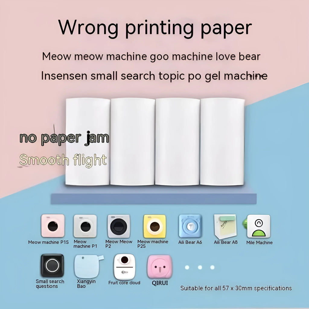 Box containing three rolls of 57mm by 30 metre pink and yellow blue thermal printing paper.