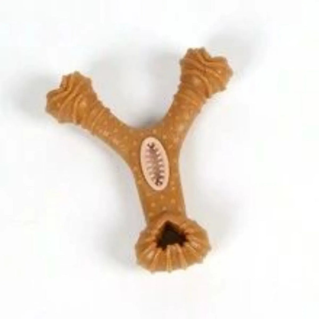 Natural rubber dog chew bone toy in 8-shape and Y-shape designs for dental cleaning