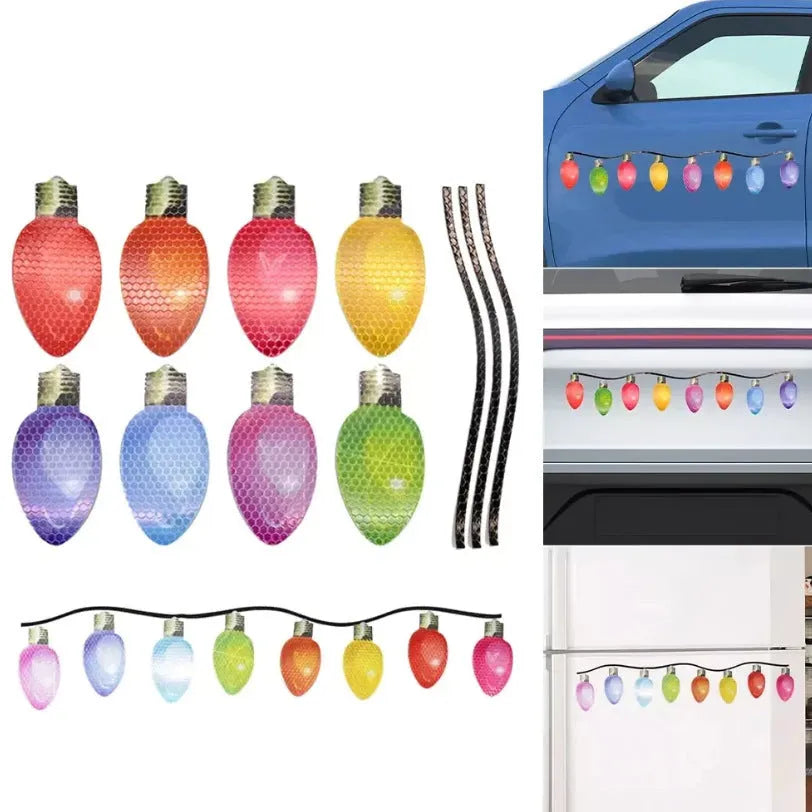 Christmas magnetic light bulb reflective set with 24 bulbs and 12 wires for car and refrigerator decoration