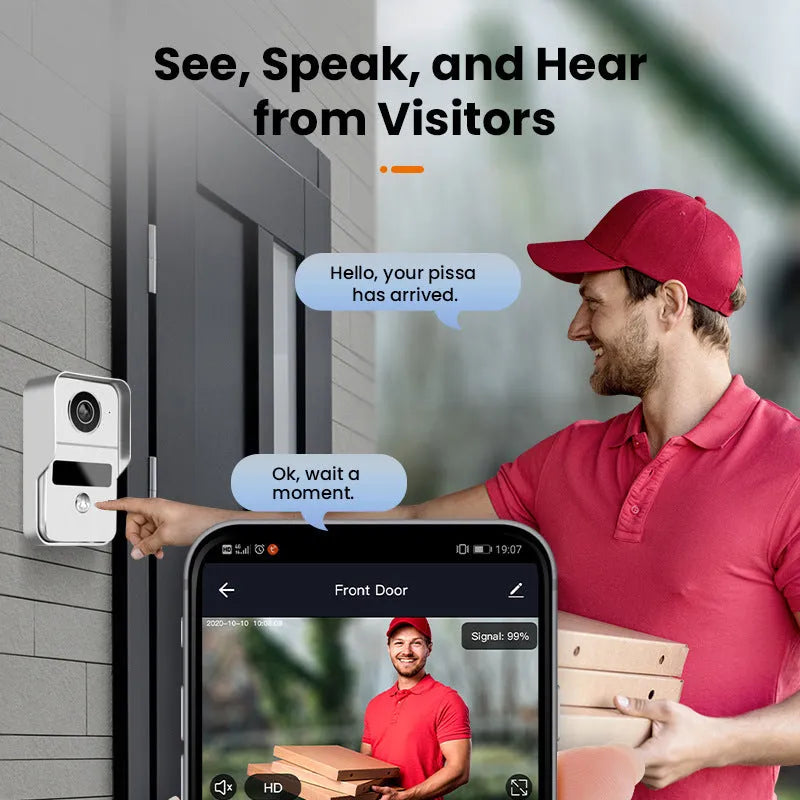10 inch video intercom doorbell system with outdoor unit and display screen