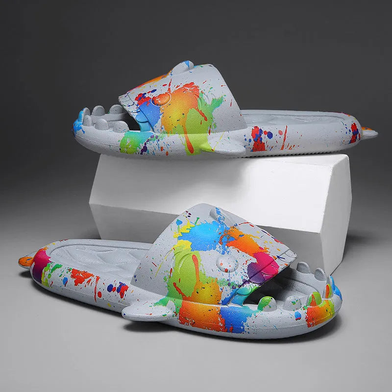 Shark design EVA home slippers open toe casual style available sizes 36-45