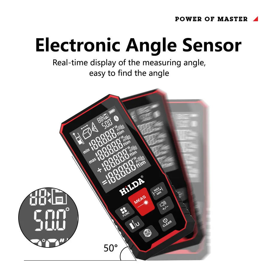 Plastic laser rangefinder for distance measurement up to 120 metres for building and DIY use