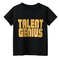 Men's black geometric pattern printed T-shirt with loose fit and regular sleeves