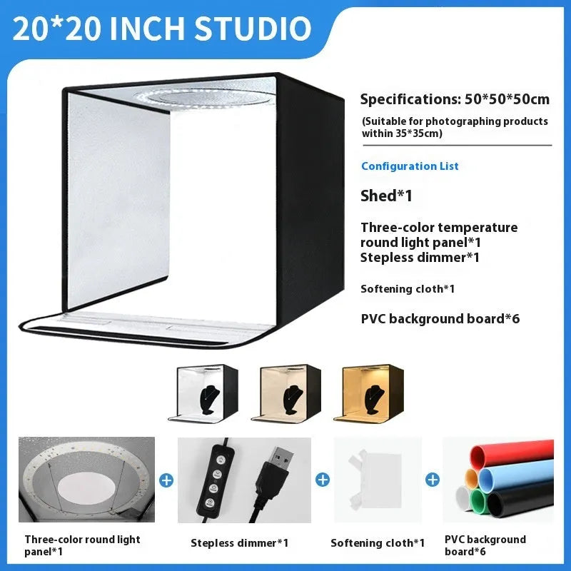 50cm foldable studio light box with metal frame and reflective cloth interior