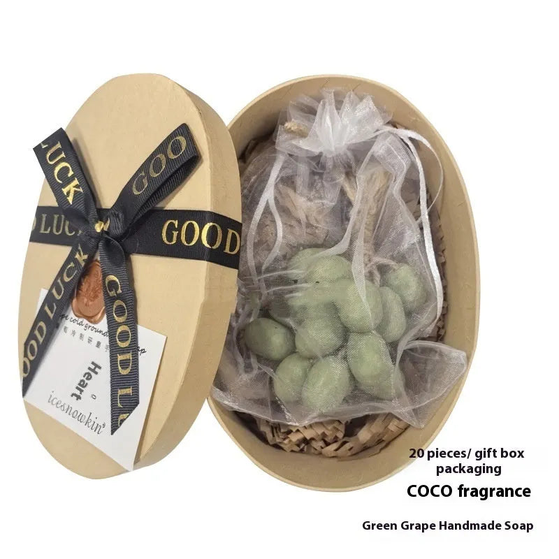 Handmade grape soap bars in four grape variants with 120g weight and multiple packaging options