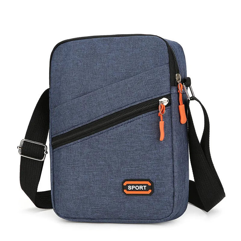 Oxford cloth crossbody commuter bag in black, navy blue or silver grey with urban simplicity styling