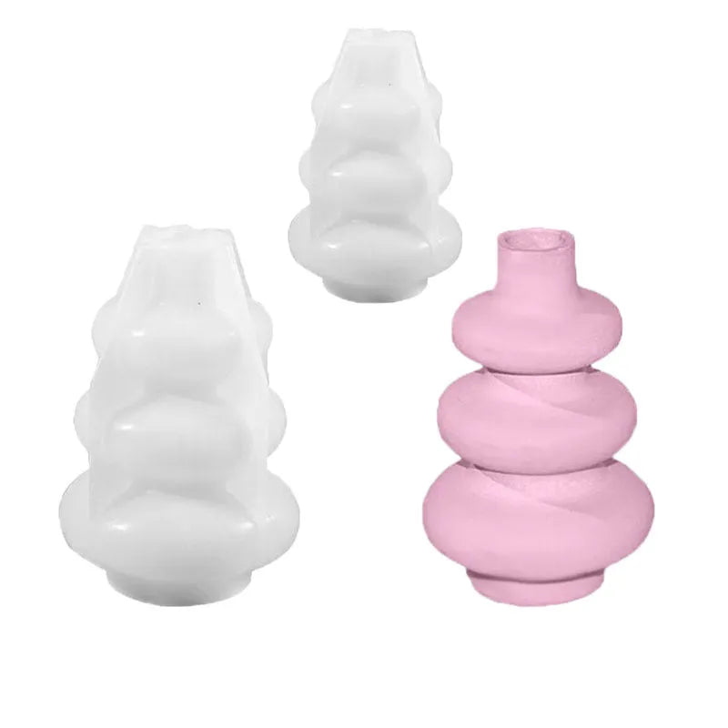 Three-layer circle vase silicone mold in irregular shape for baking and craft projects