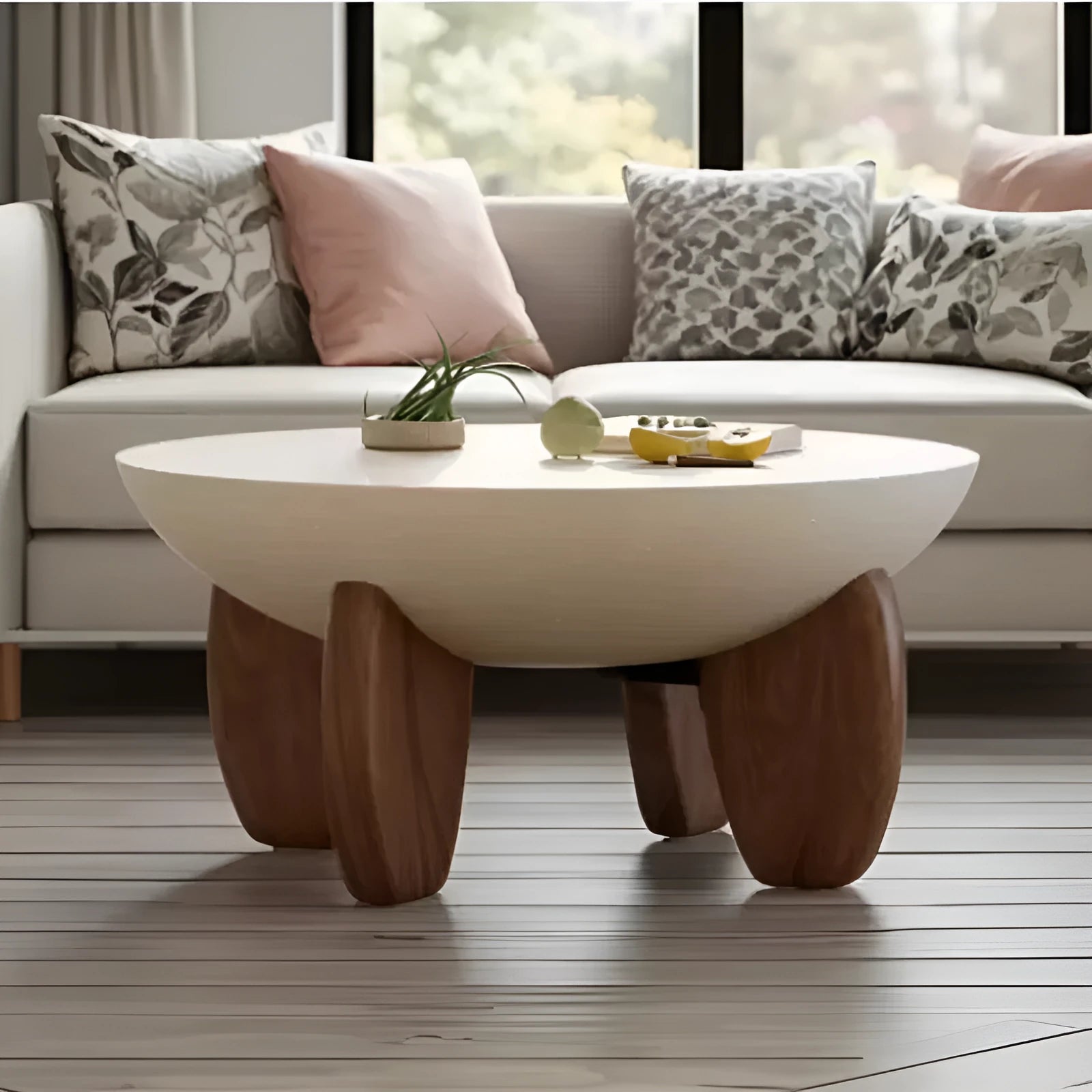 White solid wood coffee table with adjustable height and storage compartment.