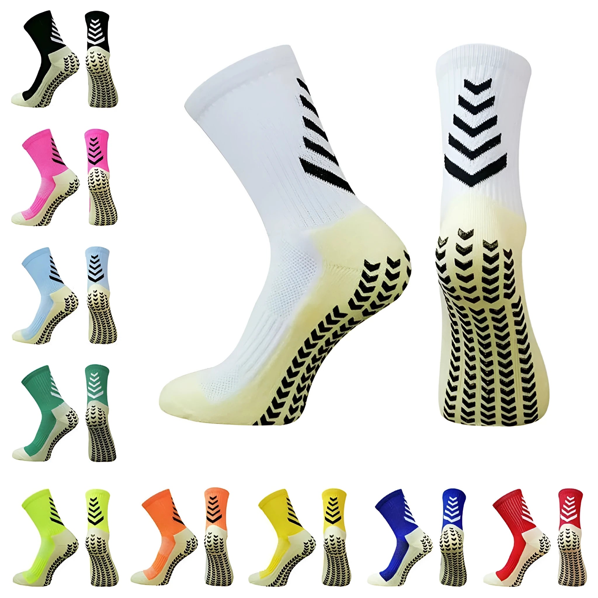 Men's mid-calf athletic socks with silicone grip pattern in multiple colour options