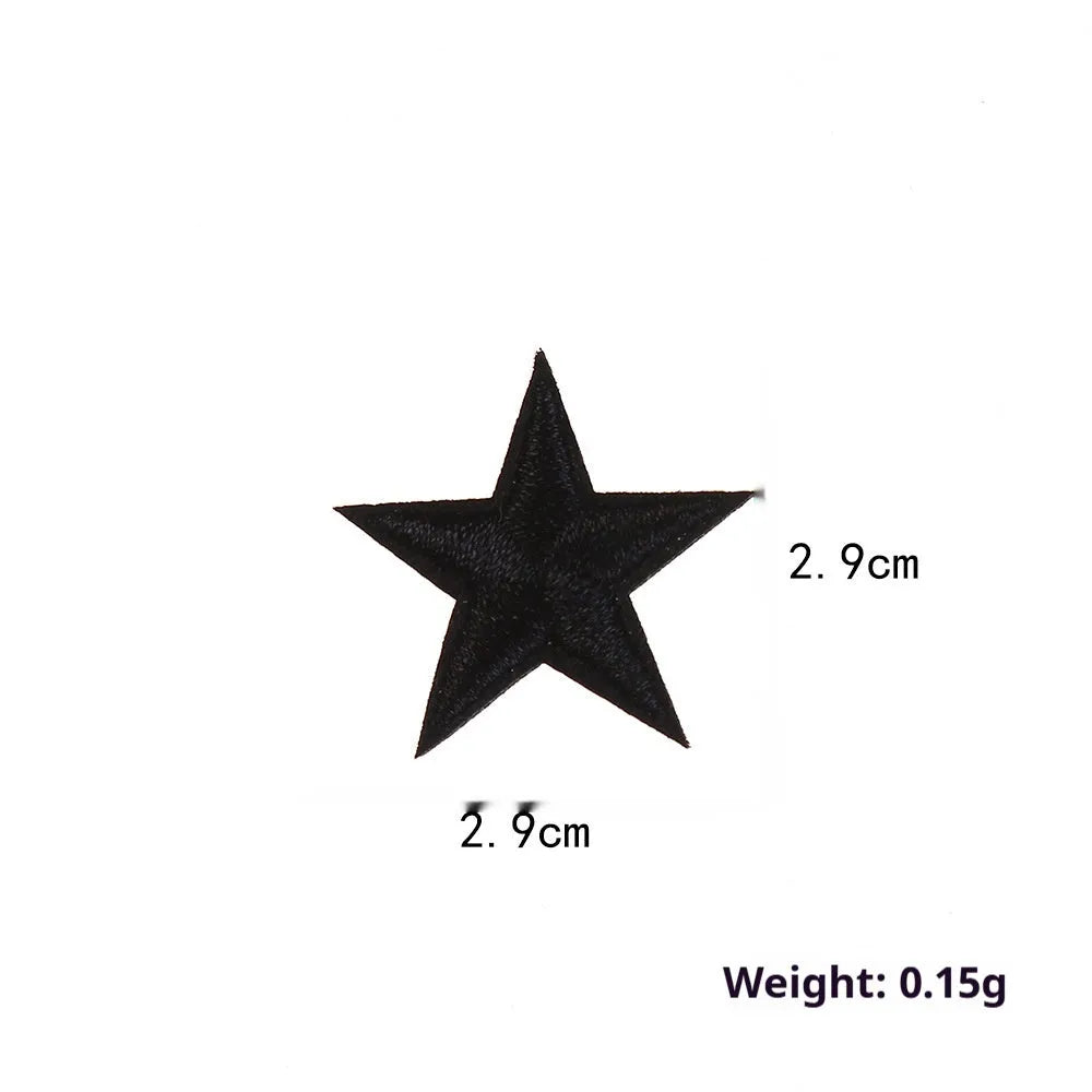 Five-pointed star embroidery label cloth stickers in assorted colours for clothing decoration