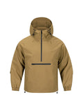 Men's loose half-zip hooded corduroy sweater jacket in Korean style with rabbit fur composition
