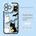 Transparent cat eye silicone phone case with UV printed cat pattern, drop-resistant, fits Apple iPhone