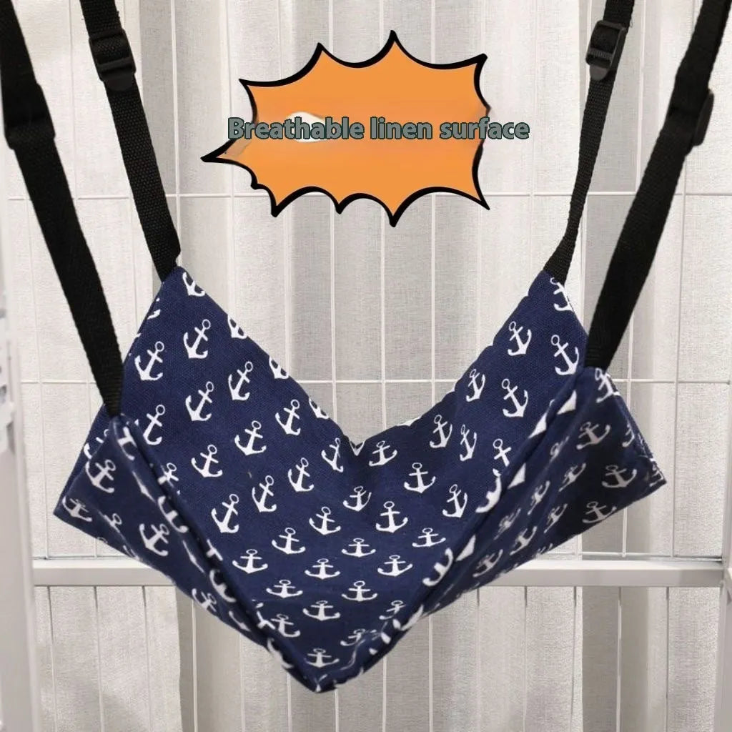 Cat fleece-lined hanging hammock in winter colour design for cage