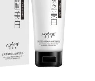 White bottle of 100ml whitening and freckle removing facial cleanser for universal use.