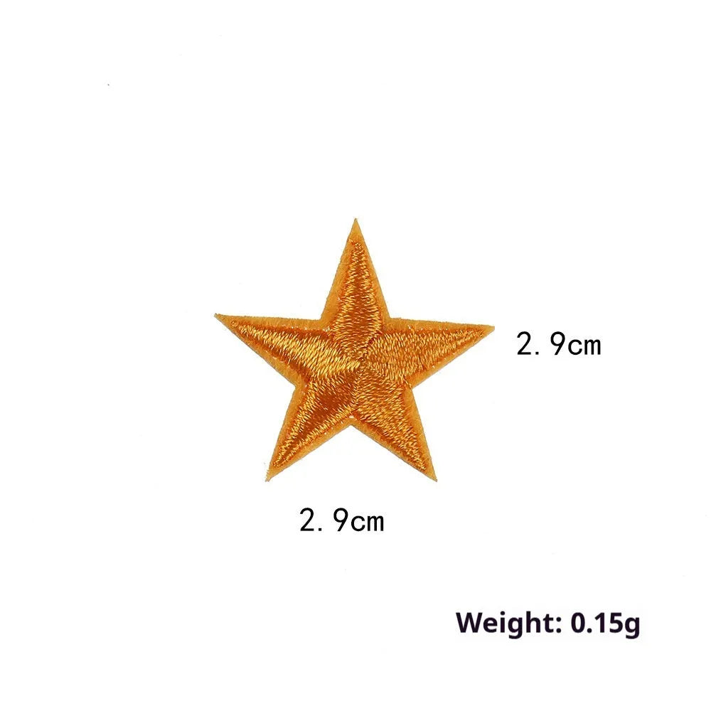 Five-pointed star embroidery label cloth stickers in assorted colours for clothing decoration