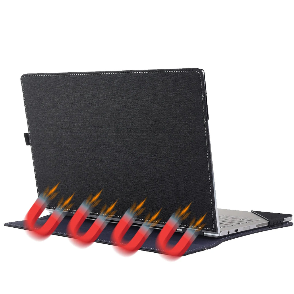 Black imitation leather laptop protective sleeve with Chinese style design for Microsoft Laptop6