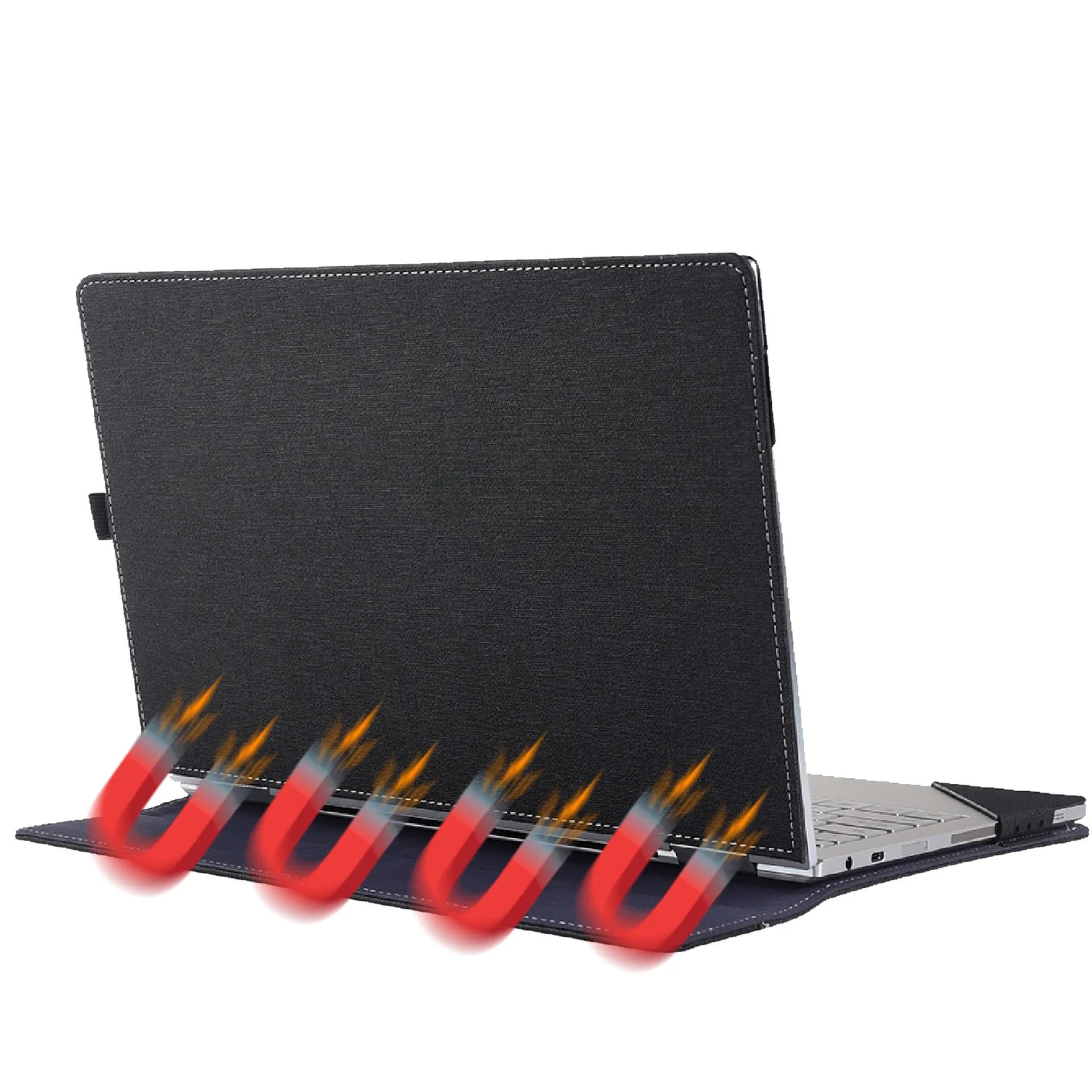 Black imitation leather laptop protective sleeve with Chinese style design for Microsoft Laptop6
